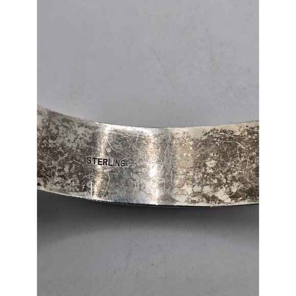 Antique Sterling Silver Bracelet Victorian Bangle Hinged Etched Oval Bracelet - Picture 7 of 8